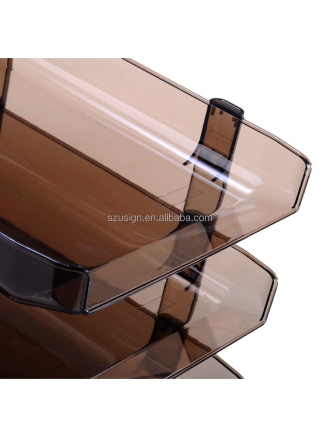 مجموعة ادراج ملفات قابلة للطي مناسبة للمستندات مقاس A4 مكونة من 3 قطع لون بني - Image 3